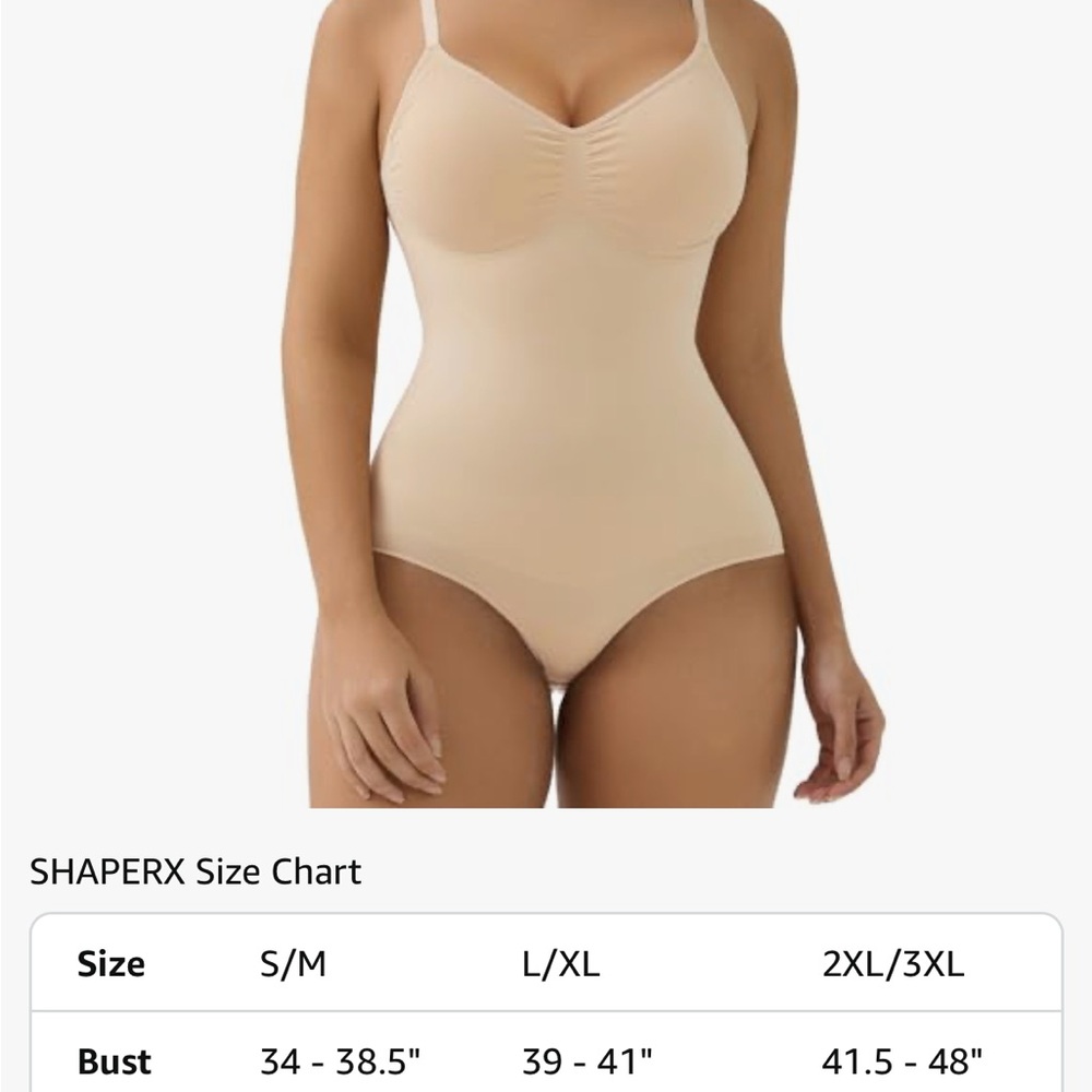 Cream Shapewear Bodysuit with Seamless Design and Adjustable Straps